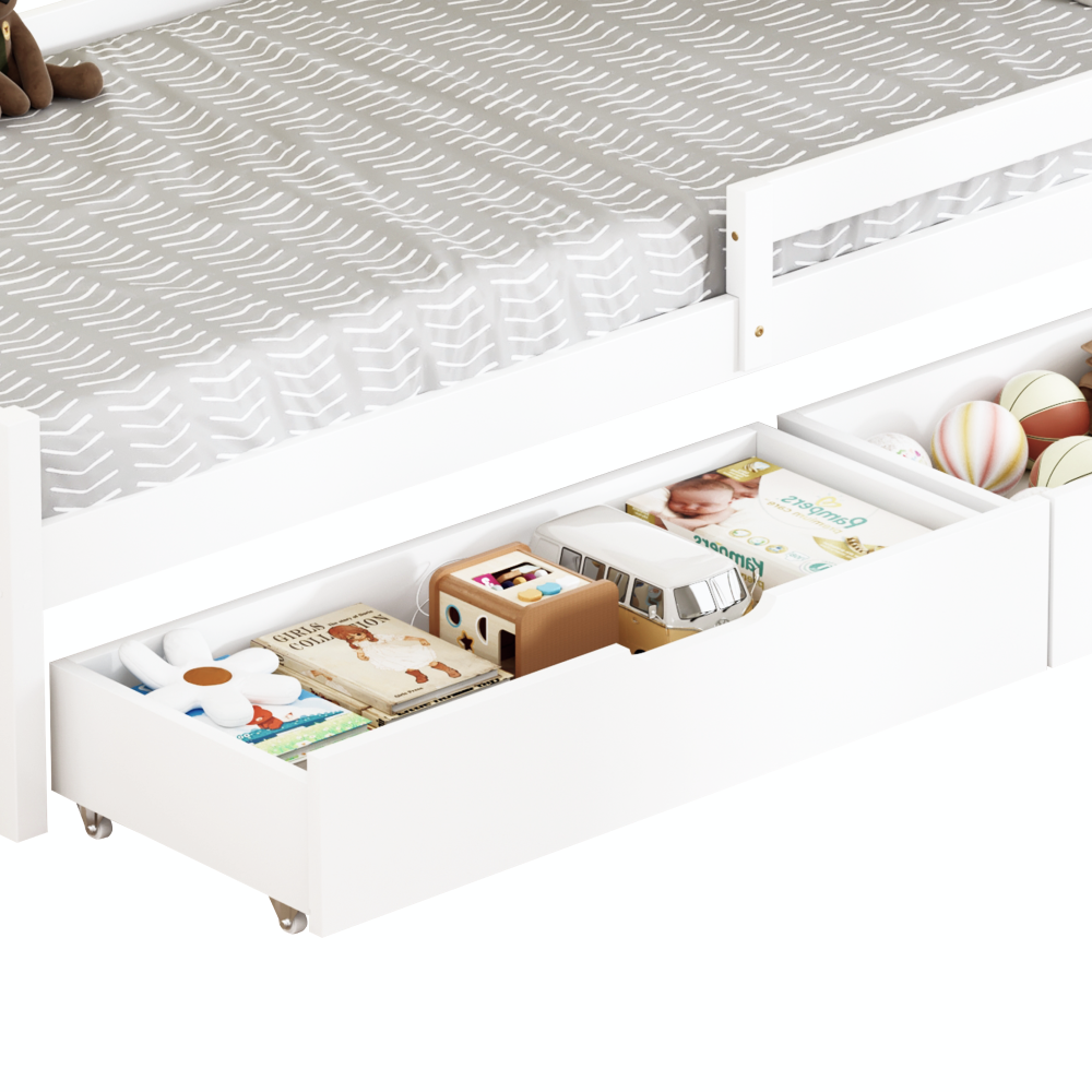 Posteľ s úložným priestorom, 90x200, biela, MIX NEW